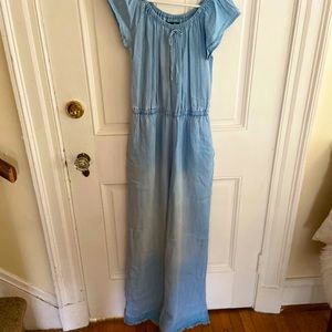 Soft chambray wide leg jumpsuit